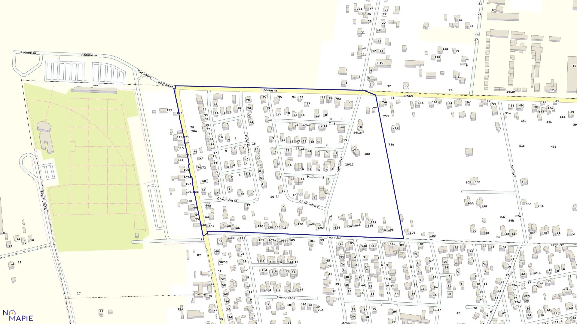 Mapa obrębu 90 w mieście Częstochowa