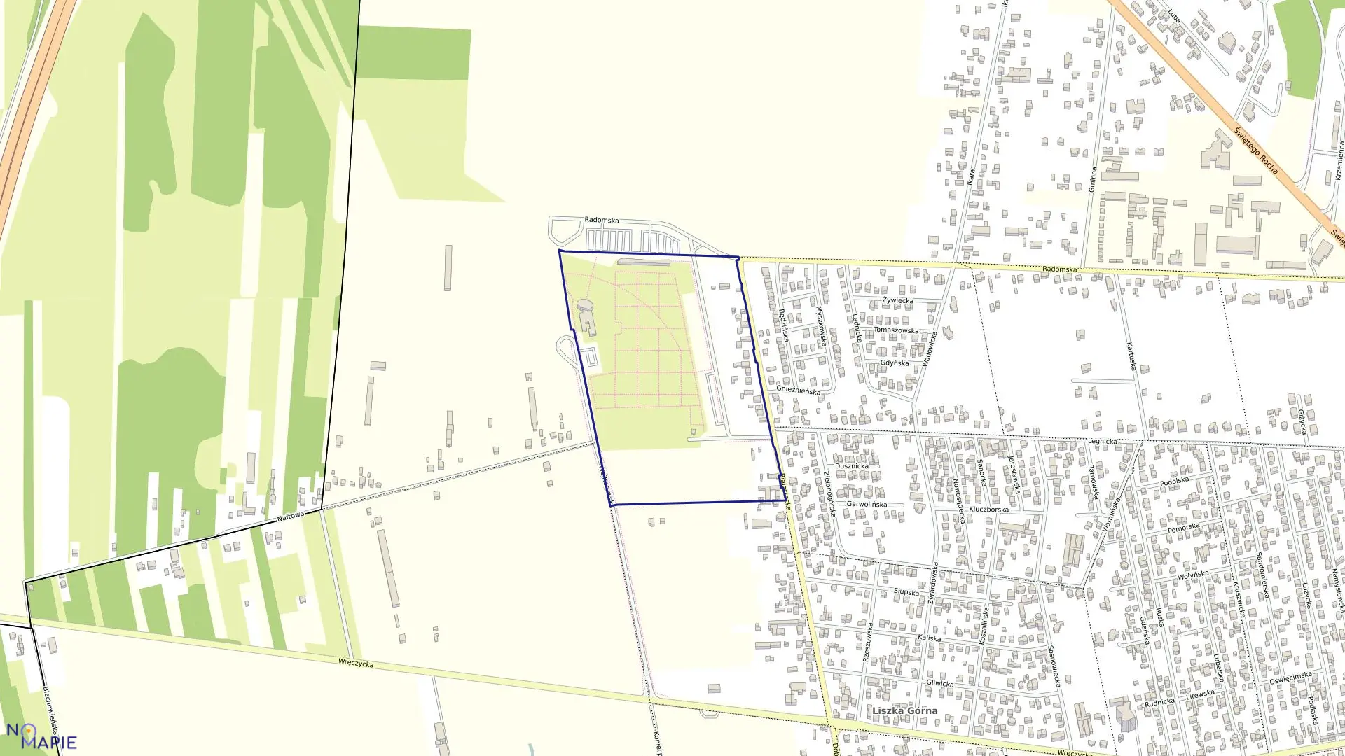 Mapa obrębu 91 w mieście Częstochowa